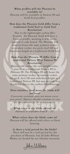 NEW John Wilson Phoenix Blade - GOLD -IceTrek Shop Phoenix FAQ 002 79087.1606256137